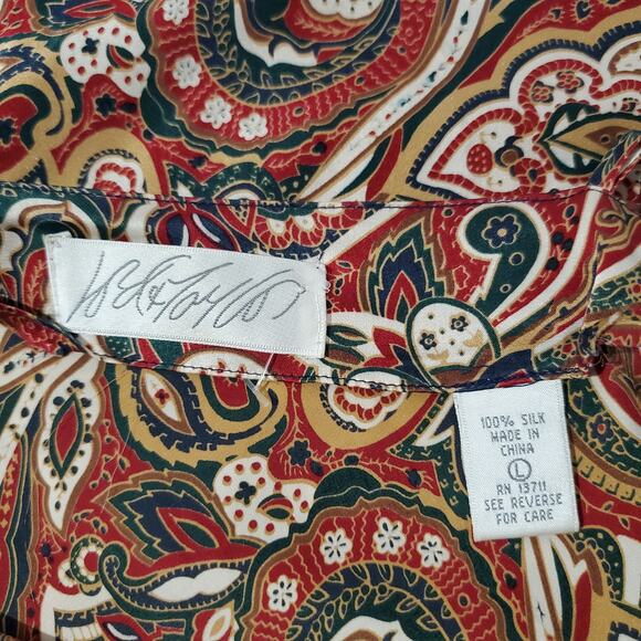 Lord & Taylor Vtg Silk Paisley Mini Chemise Slip Dress Size L Boho Forest Fairy - Picture 7 of 9
